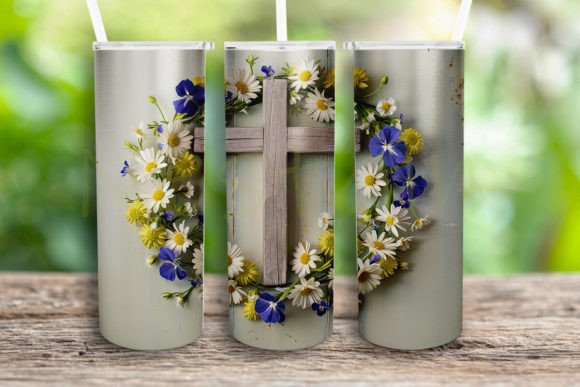 3D Christian Cross Floral Cross Tumbler Crafts