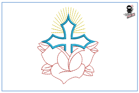 Christian Cross with Lily Embroidery and Religion Amp