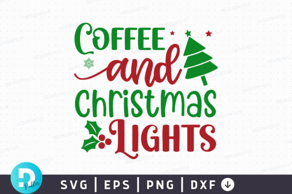 Coffee and Christmas Lights SVG Design for Crafts