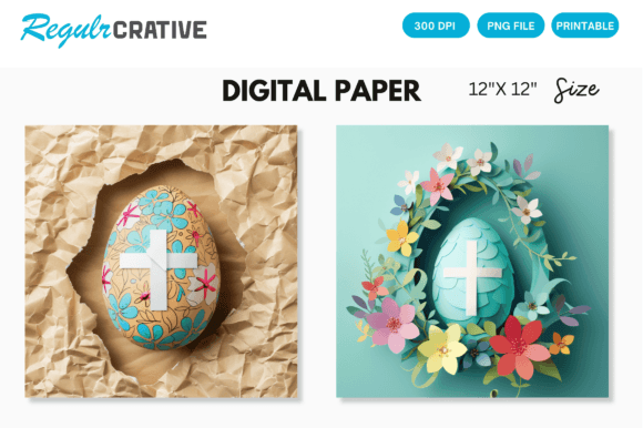 Easter Egg Cross Digital Paper & Backgrounds