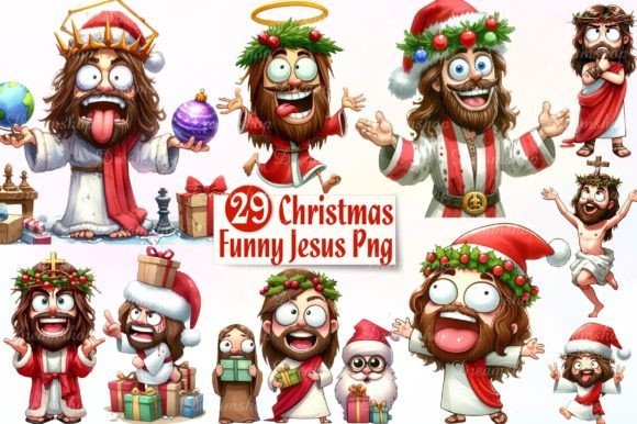 Funny Christmas Jesus Sublimation Illustrations