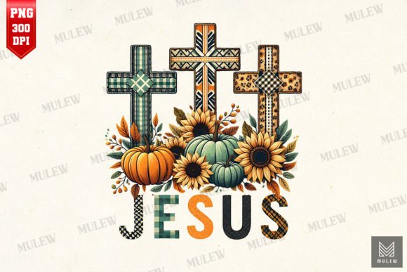 Jesus Cross and Pumpkins Sublimation PNG Crafts