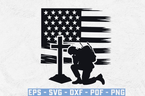 Kneeling Soldier and Jesus Cross Svg,Png for Crafts