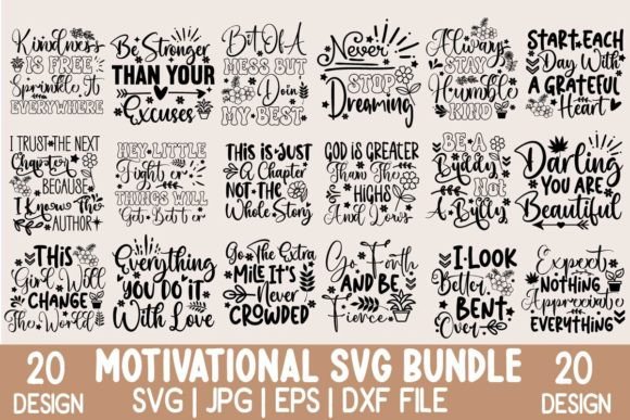 Motivational Quotes Svg Bundle for Crafts