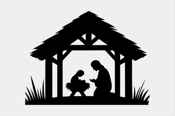 Silhouette of Nativity Scene Baby Jesus